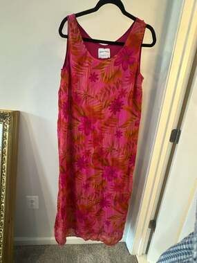 Appropriate Behavior Pink and Orange Floral Tropical Sleeveless Maxi Dress
